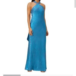 blue / turquoise floor length dress - Adrianna papell - SIZE 2 black tie